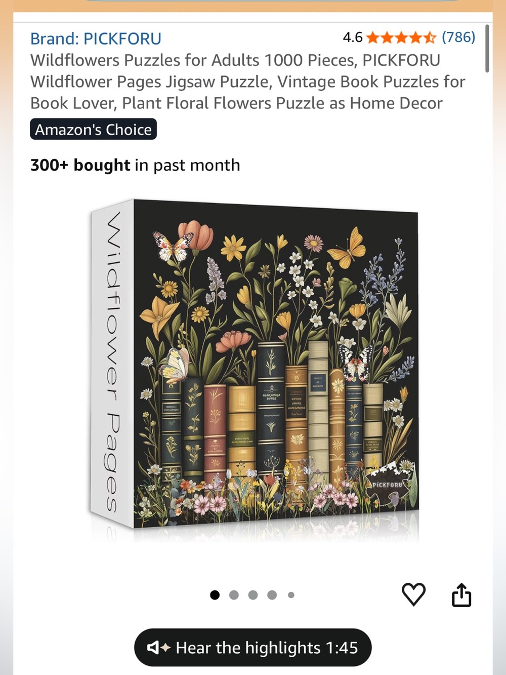 Wildflower Pages Floral Book Jigsaw Puzzle, 1000 Pieces, ALL PIECES ARE IN BOX